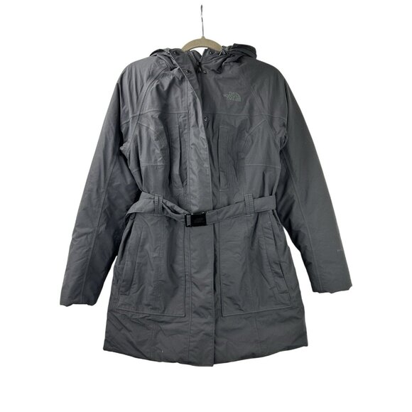 THE NORTH FACE Jacket Womens M Hyvent Goose Down Belted Parka Coat Puffer Gray - Picture 1 of 16